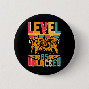 Badge Rond 5 Cm Niveau 65 Jeu vidéo déverrouillé Jeu 65e Anniversa