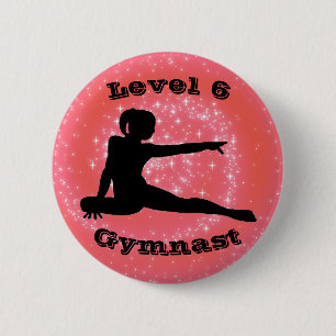 Badge Rond 5 Cm Niveau 6 Gymnaste - Bouton Girls Gymnastique