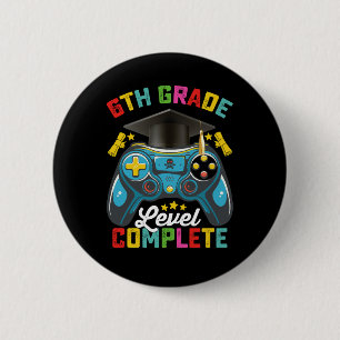 Badge Rond 5 Cm Niveau 6e année Diplômé Complet Jeux Joueur