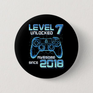 Badge Rond 5 Cm Niveau 7 Débloqué Fête de jeu vidéo 7e Anniversair