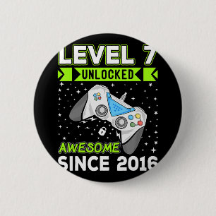Badge Rond 5 Cm Niveau 7 Débloqué Incroyable Jeu Vidéo 2016 7ème N