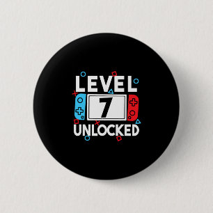 Badge Rond 5 Cm Niveau 7 Débloqué Joueur 7e Anniversaire Vidéo Gam
