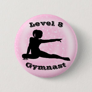Badge Rond 5 Cm Niveau 8 Gymnaste - Bouton Girls Gymnastique