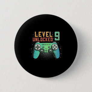 Badge Rond 5 Cm Niveau 9 Débloqué Cadeaux de 9e anniversaire pour