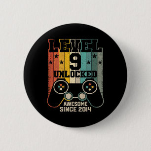 Badge Rond 5 Cm Niveau 9 Débloqué Incroyable 2014 Garçon Jeu Vidéo