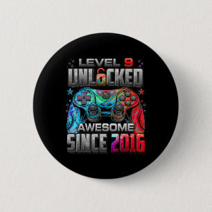 Badge Rond 5 Cm Niveau 9 Débloqué Incroyable Depuis Anniversaire 9
