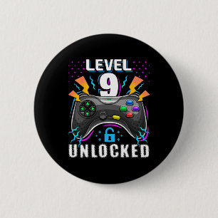 Badge Rond 5 Cm Niveau 9 Débloqué Jeu Vidéo 9e Anniversaire Gamer