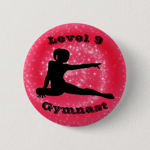 Badge Rond 5 Cm Niveau 9 Gymnaste - Bouton Girls Gymnastique