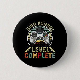 Badge Rond 5 Cm Niveau de l'école Complet Gamer School Graduation