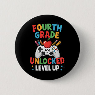 Badge Rond 5 Cm Niveau deuxième année débloqué Funny Gamer Boys Ck