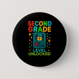 Badge Rond 5 Cm Niveau Deuxième année débloqué Gamer Ck Pour l'éco