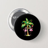 Badge Rond 5 Cm Nk Flamingo Christmas Palm Tree Trocal Xmas Holida (Devant & derrière)