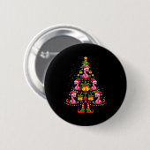 Badge Rond 5 Cm Nk Flamingo Christmas Tree Santa Hat Xmas (Devant & derrière)