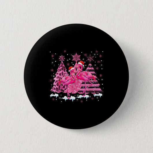Badge Rond 5 Cm Nk Flamingo Santa Hat Leopard Christmas Tree Xmas (Devant)