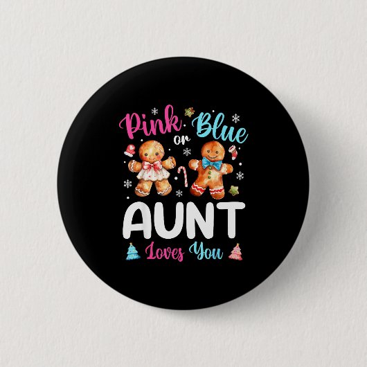 Badge Rond 5 Cm Nk Or Blue Aunt Loves You Gender Reveal Christmas (Devant)