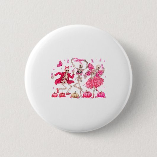 Badge Rond 5 Cm Nk Ribbon Breast Cancer Awareness Skeleton Women M (Devant)