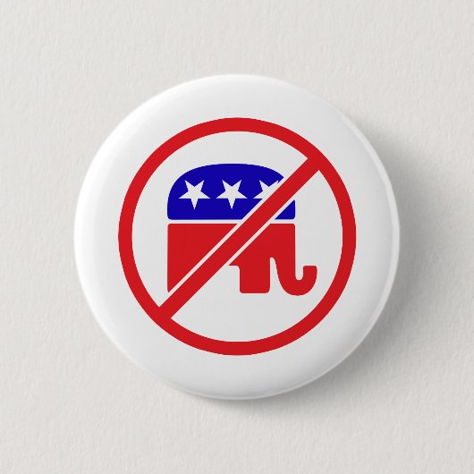 BADGE ROND 5 CM NO GOP - ANTI-ÉLÉPHANT RÉPUBLICAIN (Devant)