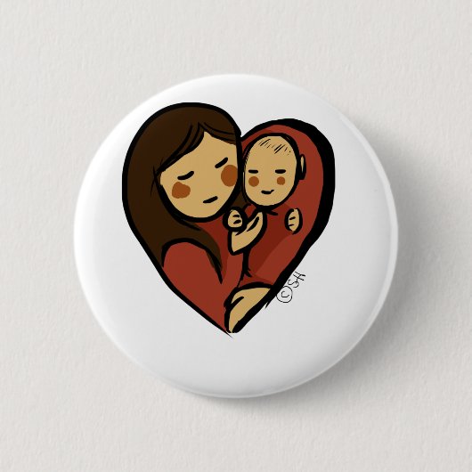 Badge Rond 5 Cm No Greater Love, maman et bébé (Devant)