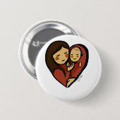 Badge Rond 5 Cm No Greater Love, maman et bébé (Devant & derrière)