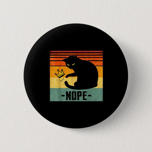 Badge Rond 5 Cm No Kings In America Black Cat Funny Cat Kicking Cr (Devant)