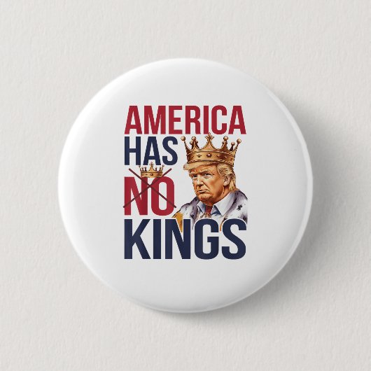 Badge Rond 5 Cm No Kings In America Funny America Has No King Poli (Devant)