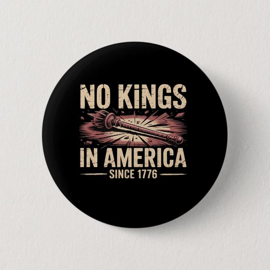 Badge Rond 5 Cm No Kings In America Since 1776 King Free Classic V (Devant)
