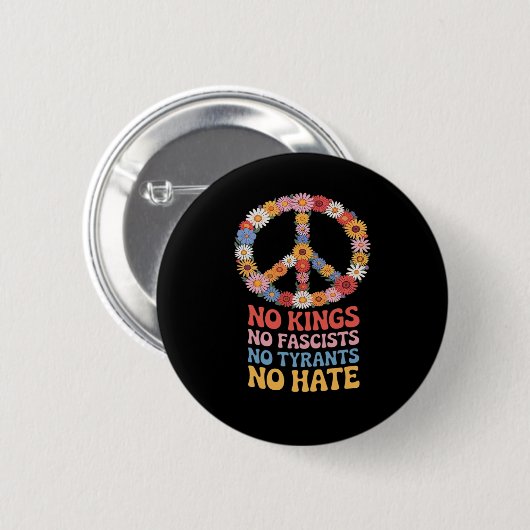 Badge Rond 5 Cm No Kings No Fascists No Tyrants No Hate (Devant & derrière)