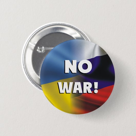Badge Rond 5 Cm No war between Russia and Ukraine.  Button (Devant & derrière)