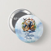 Badge Rond 5 Cm Noah's Ark Cute Animals Blue Boy Tante to Be (Devant & derrière)