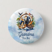 Badge Rond 5 Cm Noah's Ark Cute Animaux Blue Boy Grandma to Be (Devant)