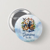 Badge Rond 5 Cm Noah's Ark Cute Animaux Blue Boy Grandma to Be (Devant & derrière)