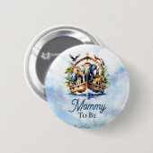 Badge Rond 5 Cm Noah's Ark Cute Animaux Blue Boy Mommy to Be (Devant & derrière)
