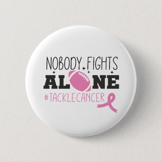 Badge Rond 5 Cm Nobody Fights Alone Breast Cancer Pink Ribbon (Devant)