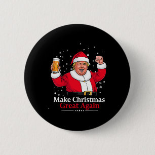 Badge Rond 5 Cm Noël 2024 Trump Et Bière Font Noël