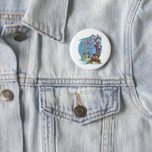 Badge Rond 5 Cm Noël à Elf Hall Button (En situation)