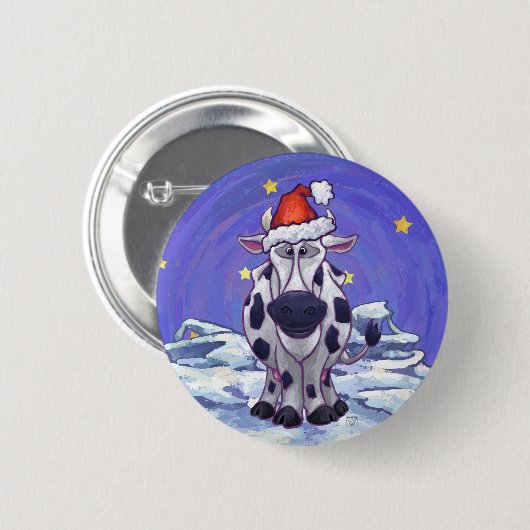 Badge Rond 5 Cm Noël à la vache (Devant & derrière)