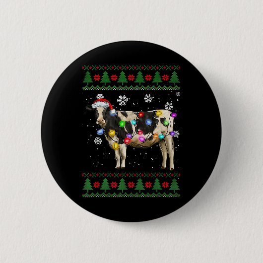 Badge Rond 5 Cm Noël à la vache (Devant)