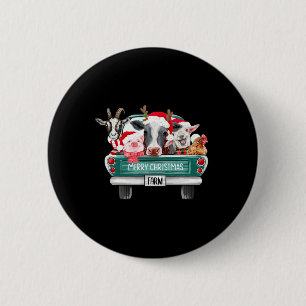 Badge Rond 5 Cm Noël Animaux de ferme Camion Santa Hat Famille Paj