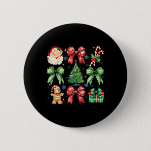 Badge Rond 5 Cm Noël Arbre Coquette Bow Santa Claus Candy