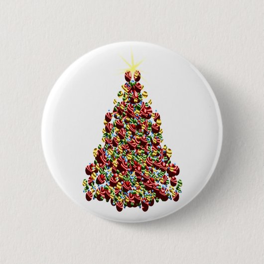 Badge Rond 5 Cm Noël Arbre décoré (Devant)