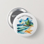 Badge Rond 5 Cm Noël au Beach Button (Devant & derrière)