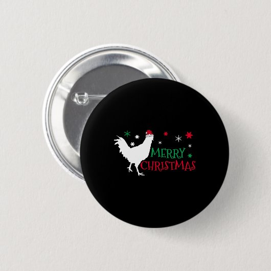 Badge Rond 5 Cm Noël au poulet (Devant & derrière)
