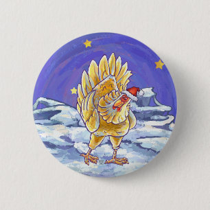 Badge Rond 5 Cm Noël au poulet