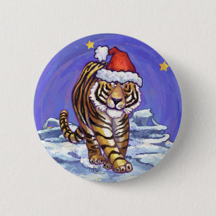 Badge Rond 5 Cm Noël au Tigre