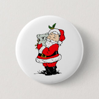 Badge Rond 5 Cm Noël australien mignon Père Noël avec le koala