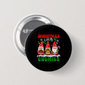 Badge Rond 5 Cm Noël Avec Mes Gnomies Noël Trois Gnomes Père Noël (Devant & derrière)