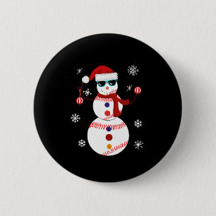 Badge Rond 5 Cm Noël Baseball Snowman Santa Hat Cadeau