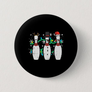 Badge Rond 5 Cm Noël Bowling Funny Xmas Sports Bowler Hommes Femme