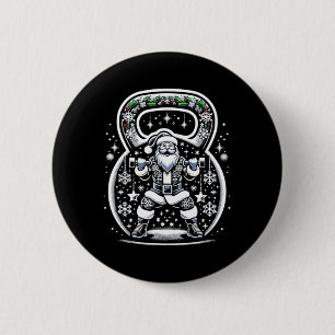 Badge Rond 5 Cm Noël Buff Père Noël Kettlebell