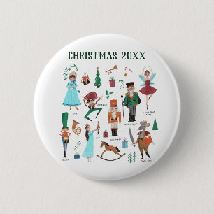 Badge Rond 5 Cm Noël Casse-Noisette Ballet Personnalisé Année